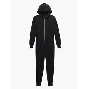 SAVAGE FENTY Rihanna Sleep & Shine Hooded Jumpsuit  L Black Caviar PJ Loungewear